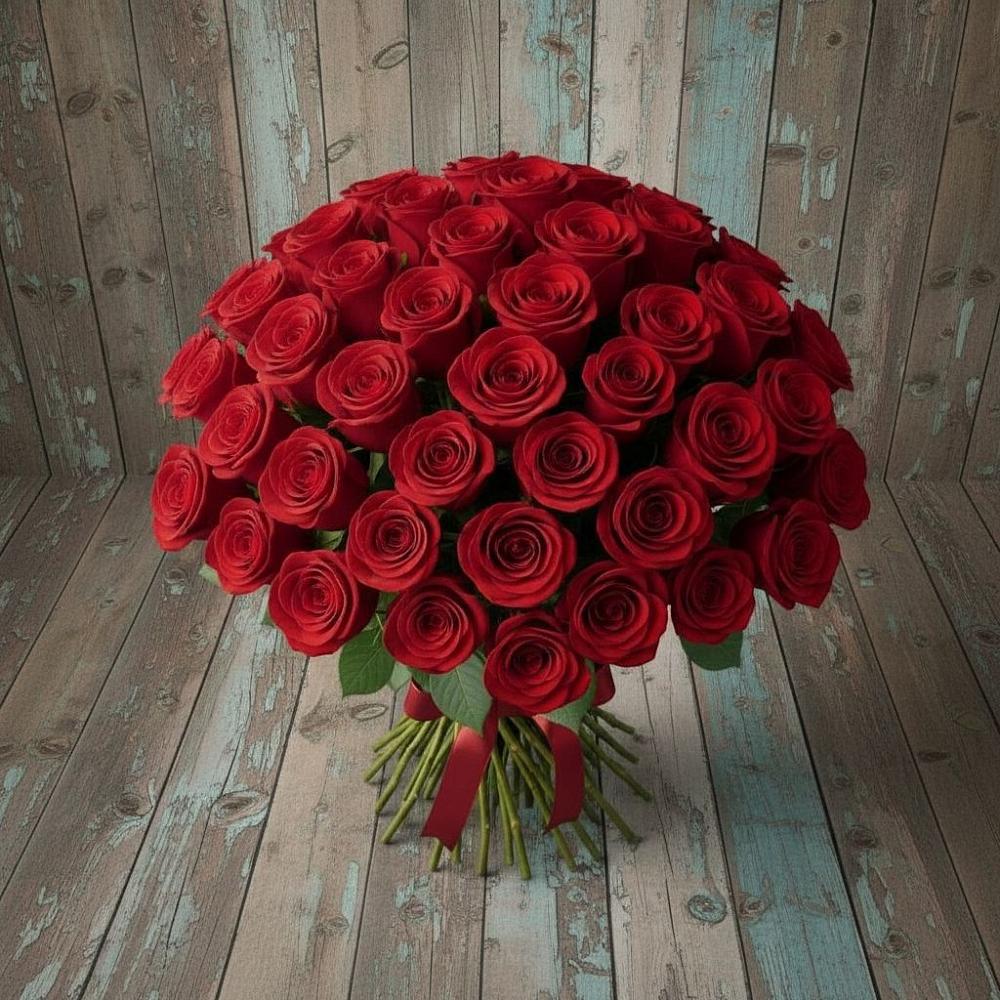 Букет 55 Красных роз Фридом в Шелкозаводской