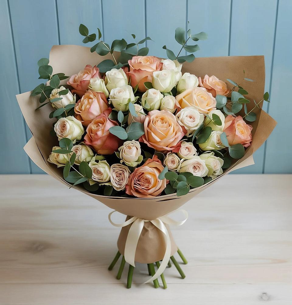 Букет цветов из: Альстромерии и Розы в Шелкозаводской