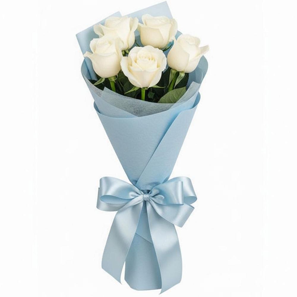 Букет 5 Белых роз Проуд в Шелкозаводской