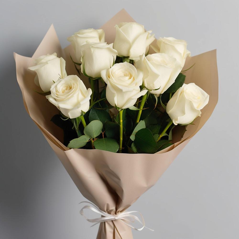 Букет 9 Белых роз Эдлесс Лав в Шелкозаводской