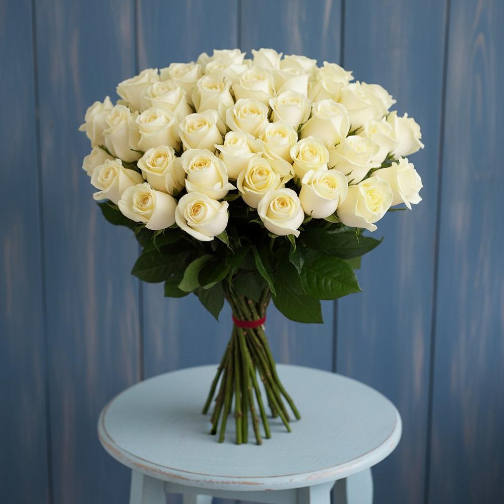 Букет 51 Белая роза Эдлесс Лав в Шелкозаводской