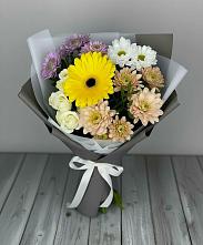 Букет цветов из:  Розы, Герберы и Хризантемы #REPLACE_PRED# Шелкозаводской