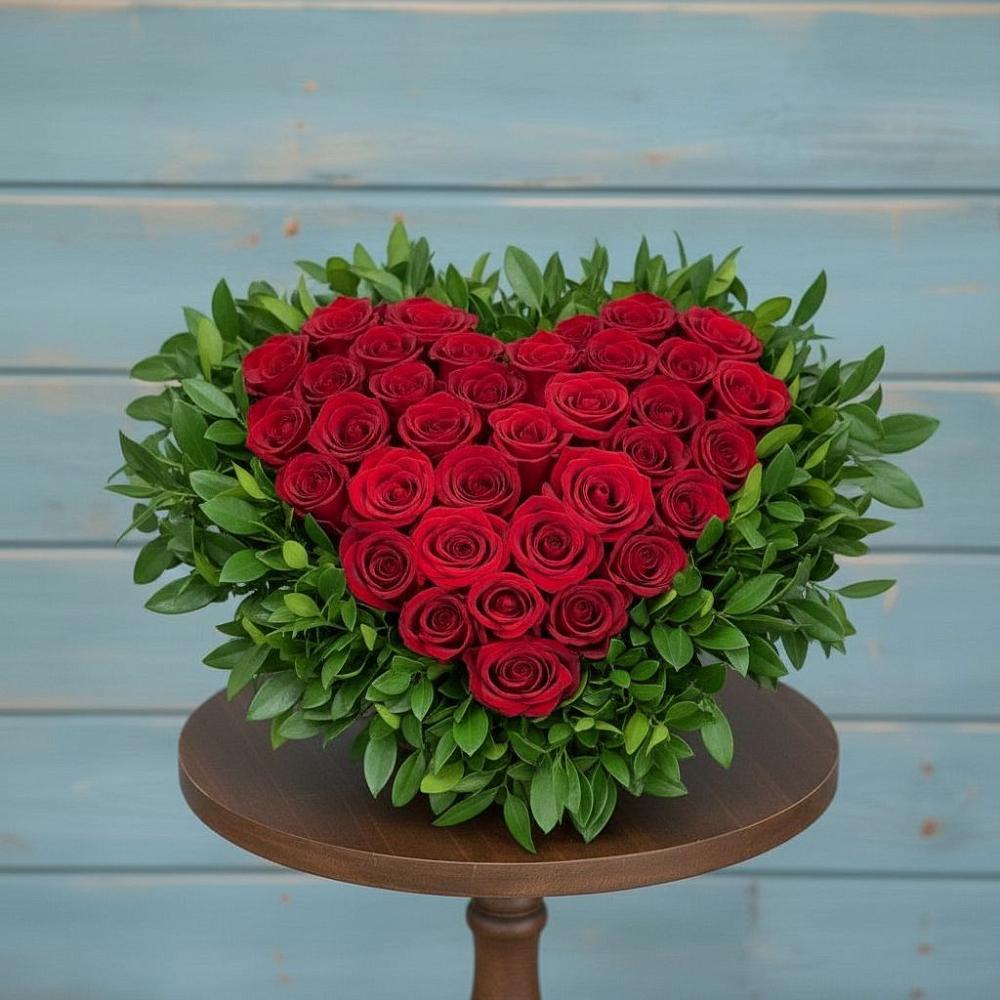 Цветочная композиция из Розы в виде сердца в Шелкозаводской