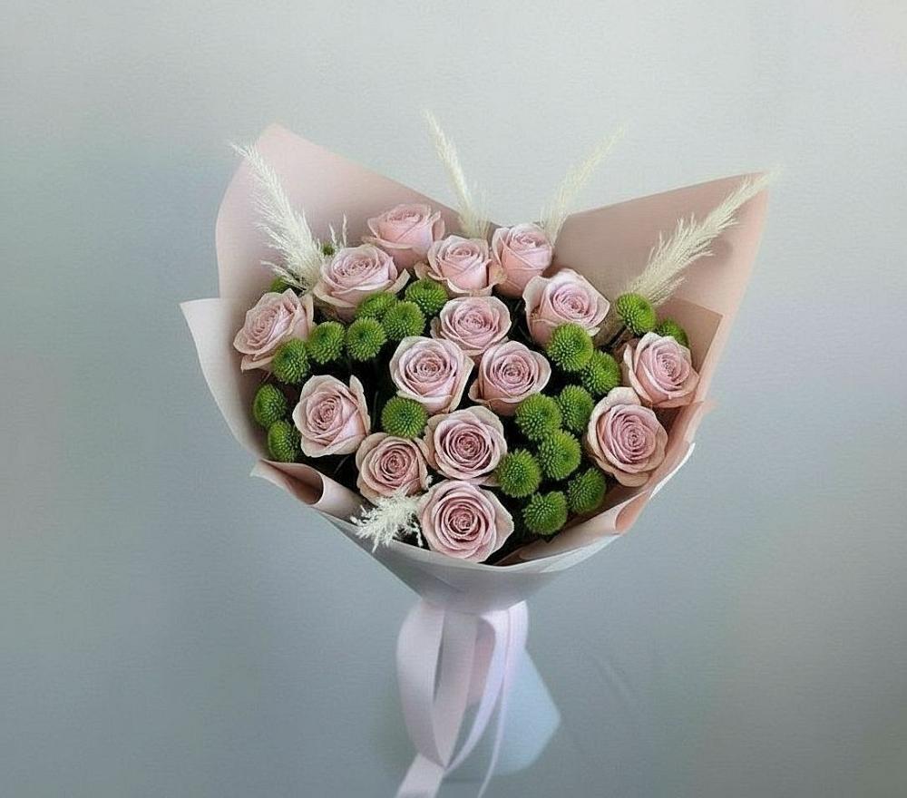 Букет цветов из: Розы и Хризантемы в Шелкозаводской