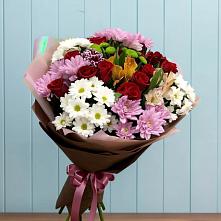 Букет цветов из:  Розы, Хризантемы и Альстромерии #REPLACE_PRED# Шелкозаводской